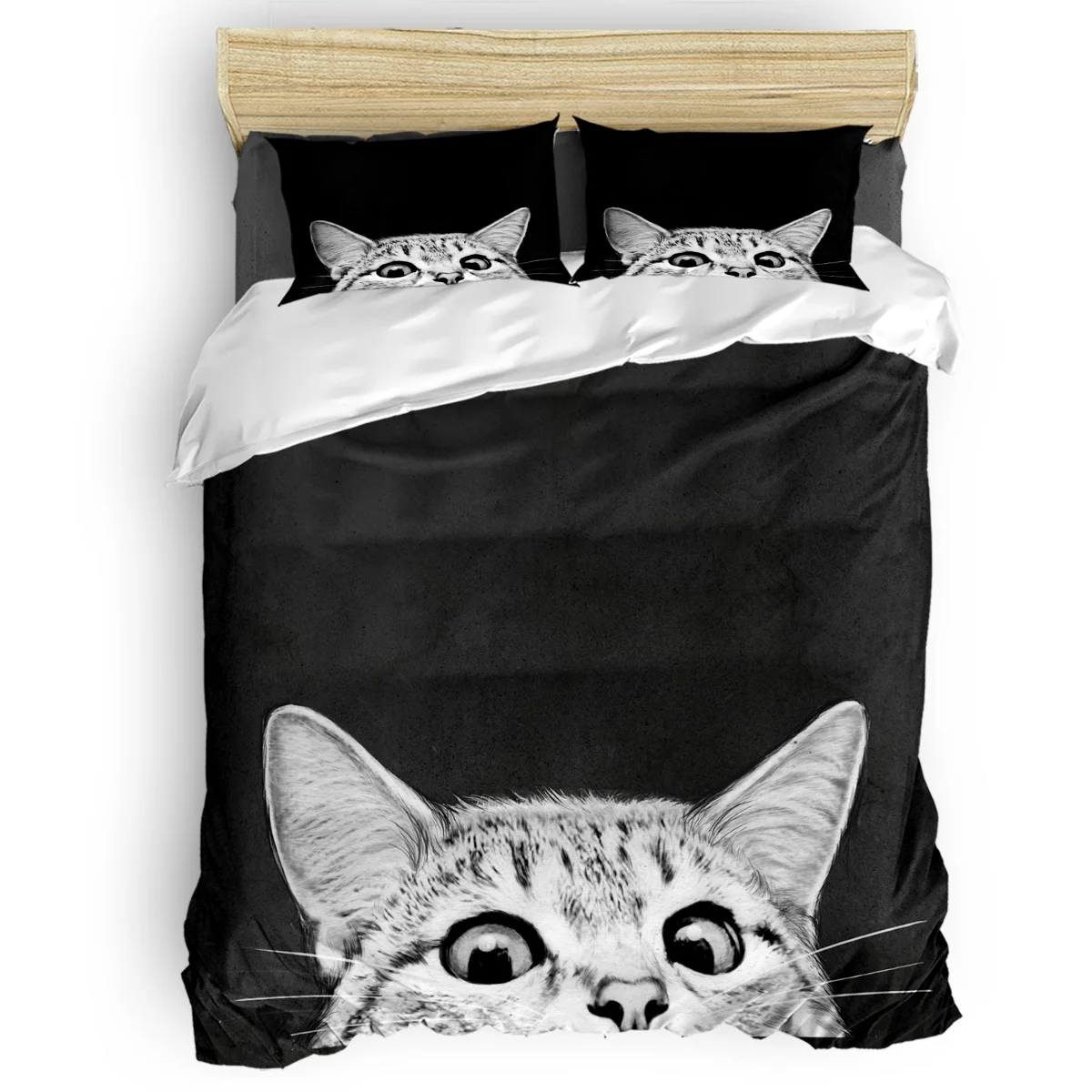 Вы спите еще пододеяльник набор кошка кровать простыни Утешитель наволочки Твин