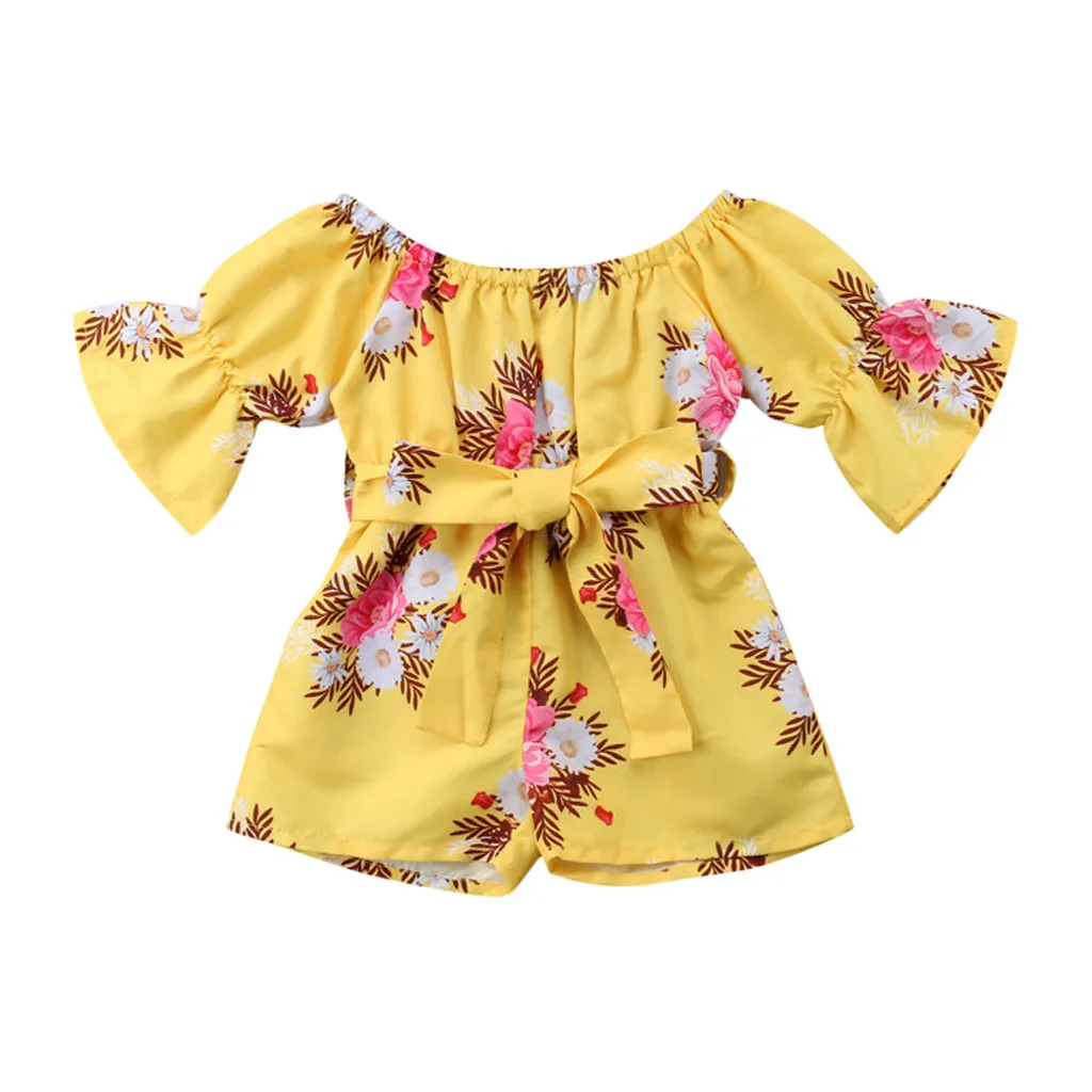 Боди для новорожденных унисекс маленьких девочек с открытыми плечами цветочным