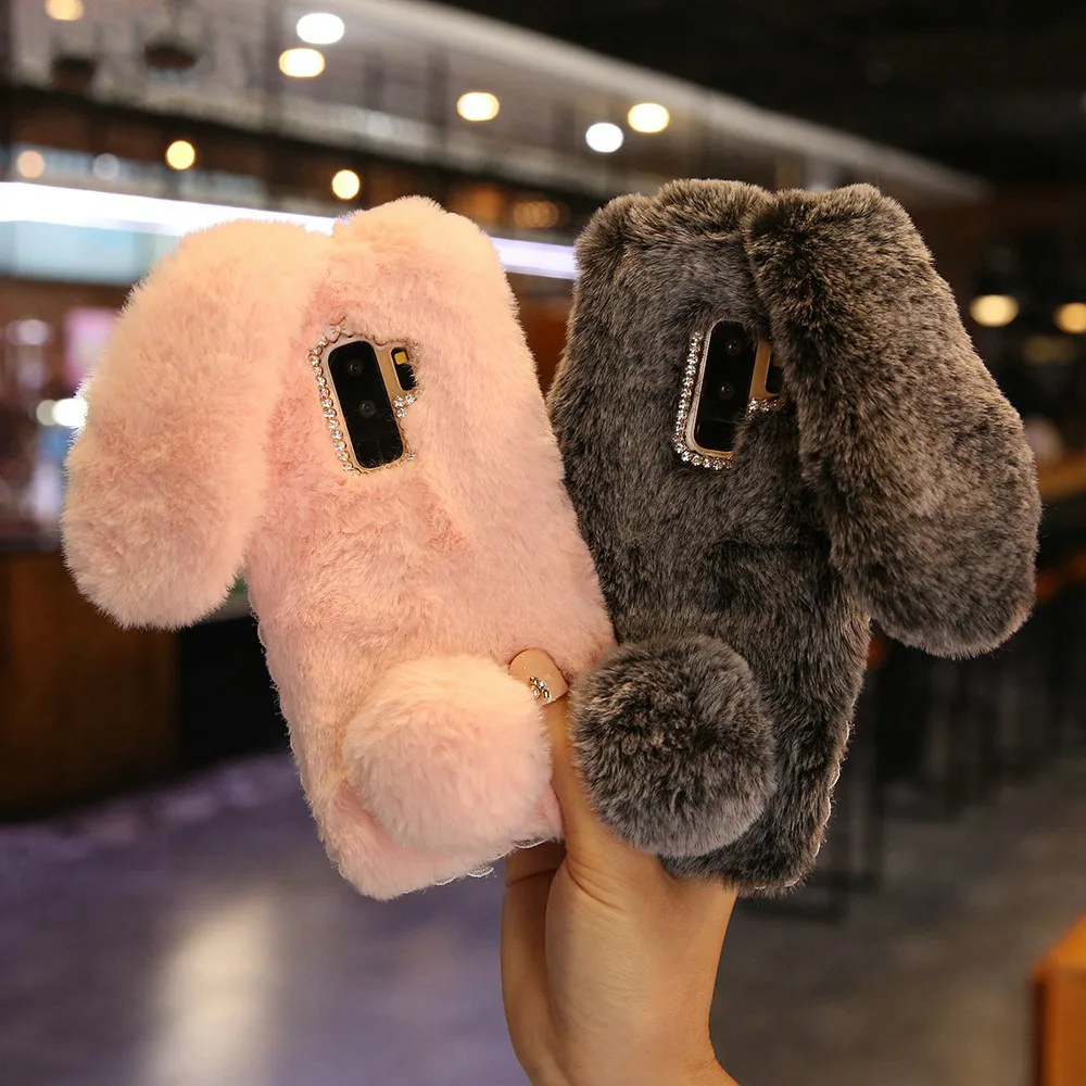 Rabbit Hair Case For Samsung A3 A5 A7 J3 J5 J7 2016 2017 Fluffy Fur Soft Galaxy S8 S9 Plus Note 9 8 |