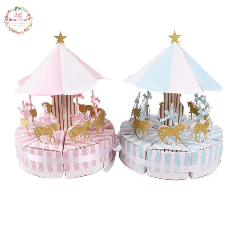 Картонная подарочная коробка в виде карусели 8 шт./компл. для конфет животных