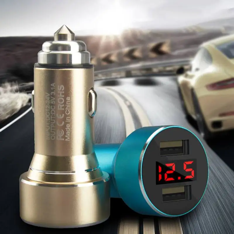 Универсальный цифровой дисплей двойной USB Автомобильное зарядное устройство из