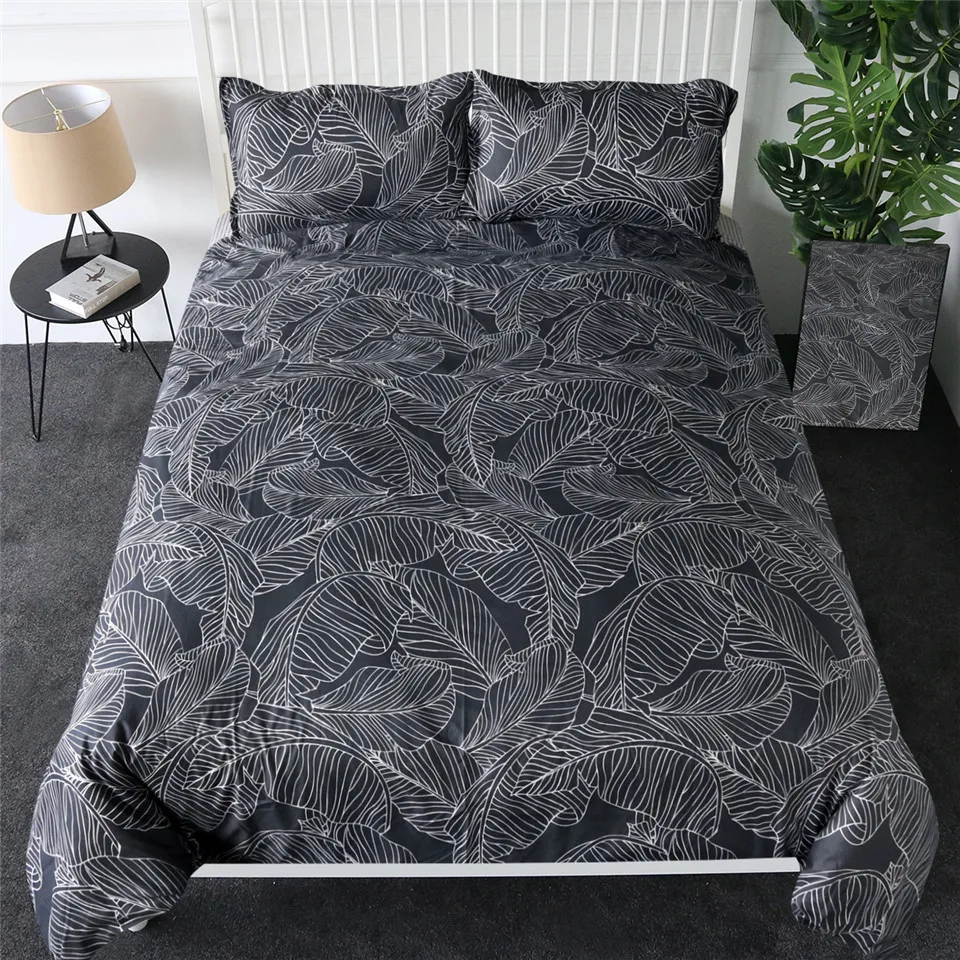 BeddingOutlet лист тень Постельное белье черный, белый цвет пододеяльник Плед простой постельное белье Реверсивный GeometricSheet2/3/4 шт. Лидер продаж