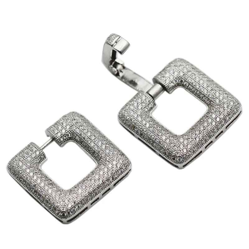Beadsnice стерлингового серебра 925 пробы модная квадратная застежка инкрустация Циркон складывать за плечи для самостоятельного изготовления ювелирных изделий