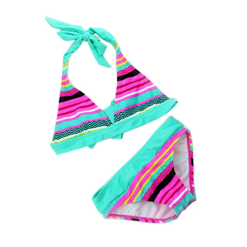 Летняя Новинка 2017 г. Обувь для девочек облегающие эластичные полосы купальник