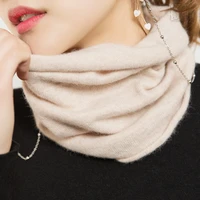 womens scarf ring wool cashmere lightweight neck warmer angora rabbit hair cowl collar loop female soft knitting accessories