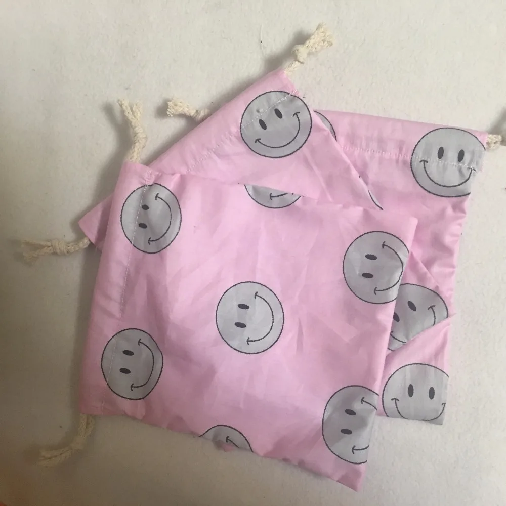 Хлопковая Сумка на шнурке многофункциональный органайзер с улыбающимся лицом