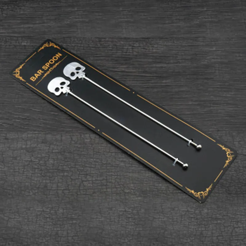 WOFU Прямая поставка 2 шт. ложка из нержавеющей стали с черепом для бара кофе Мохито
