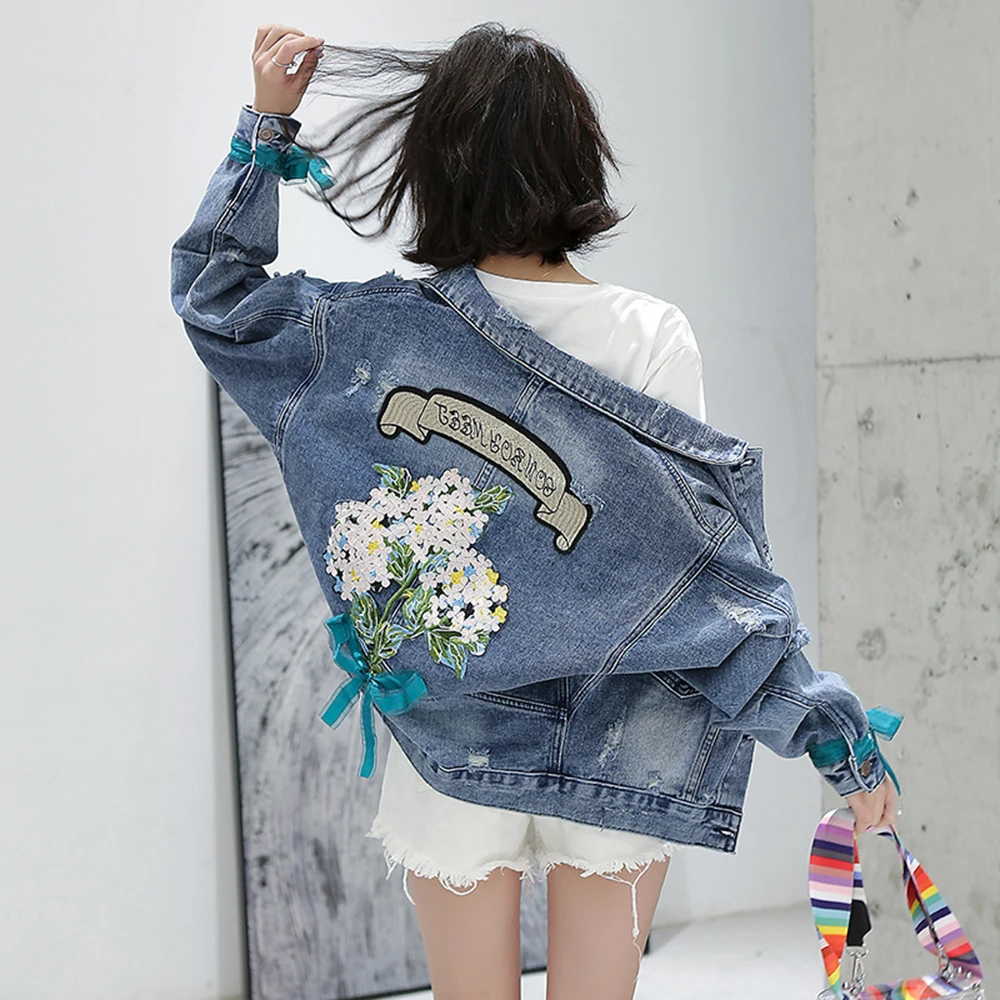 Новинка Женская осенне зимняя Повседневная джинсовая куртка с длинным рукавом