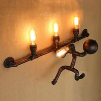 iwhd industrial vintage loft led wall lamp creative iron water pipe robot wall lights fixtures for home lighting bedside light