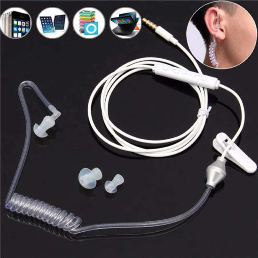 FBI Style In-ear Earphone Earbuds 3.5mm Radiation Protection Monitor Earpiece Mini Walkie Air Tube Headset with Mic | Электроника