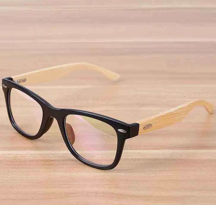 Новые прозрачные линзы очки ручной полированной бамбуковой дужки красочная