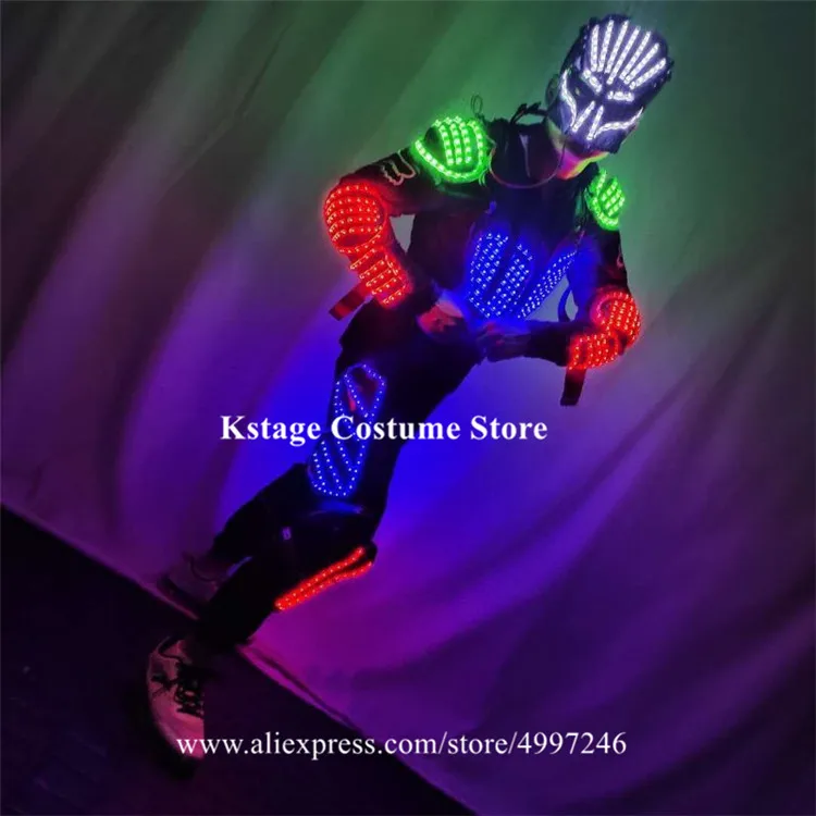 Разноцветная светодиодная световая маска RE18 сценическая одежда диджея робот