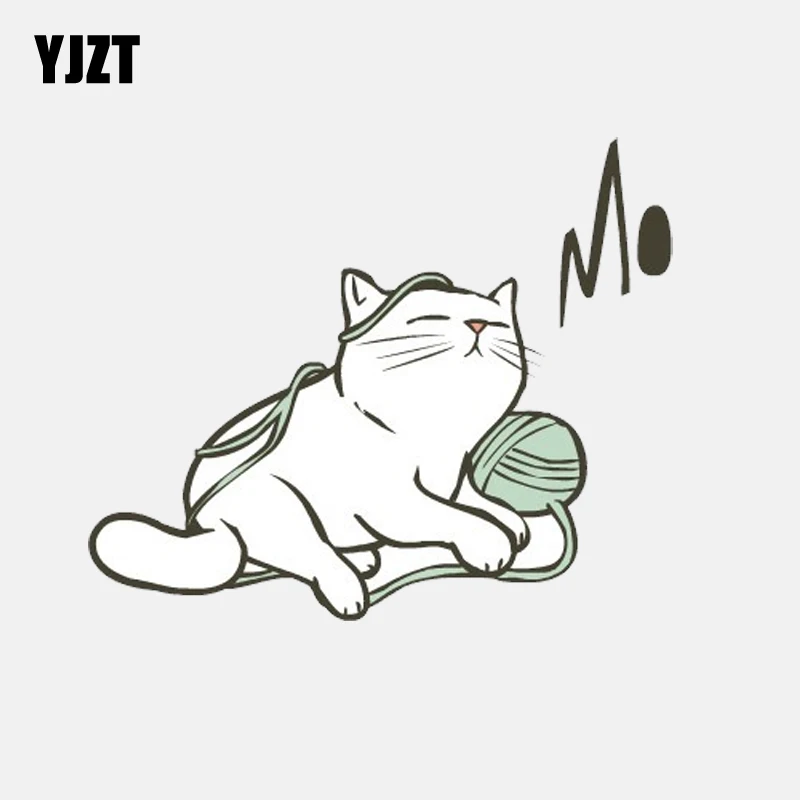 

YJZT 11CM*9.1CM Decoration Stylish Cat Playing With Wool Decal PVC Car Sticker 11-00938