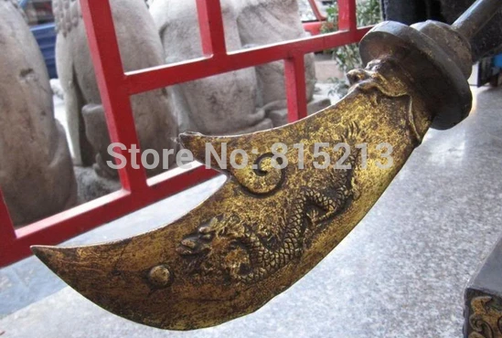 1027 31 ДЮЙМОВ Китай Народная Фейн Старый Бронзовый gild Дракон Гуань Гун воин