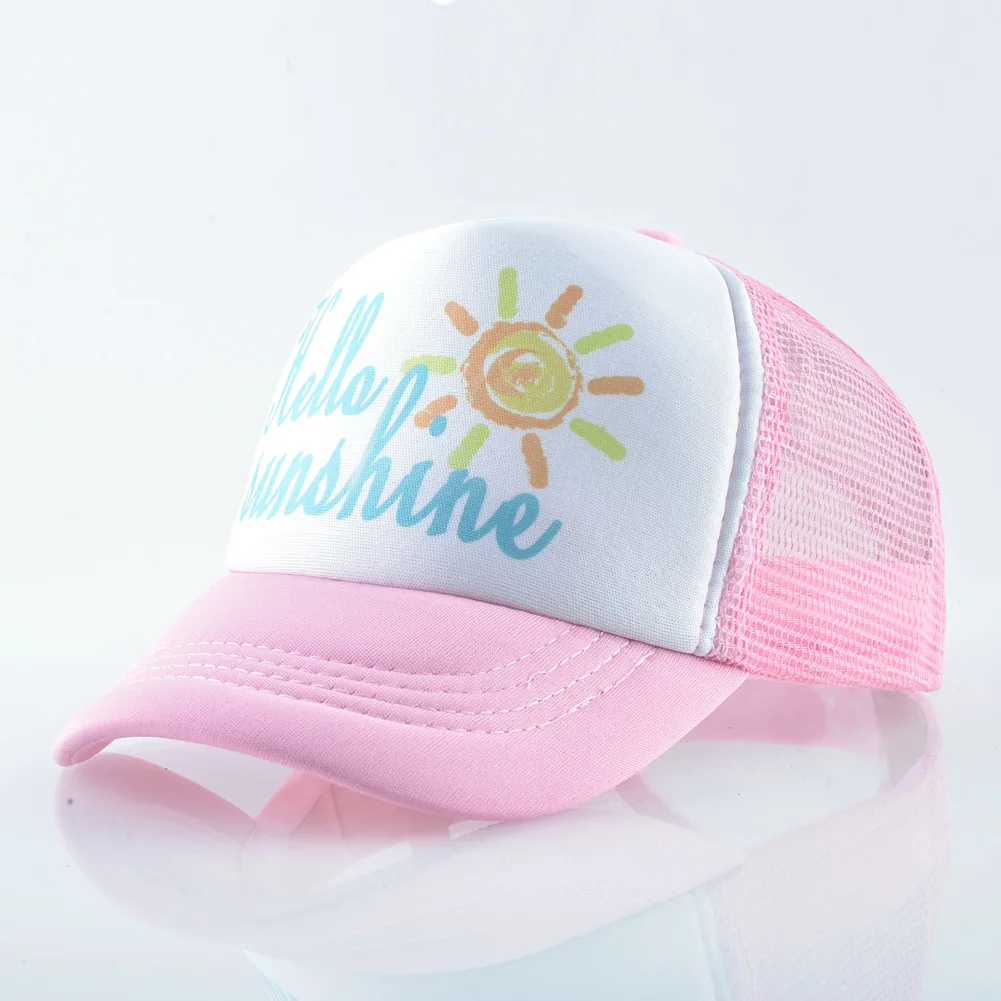 summer pink Hello Sunshine/Детская кепка, Детская летняя кепка-бейсболка, сетчатая Кепка для девочек, Кепка от солнца для мальчиков ясельного возраста - Цвет: summer pink