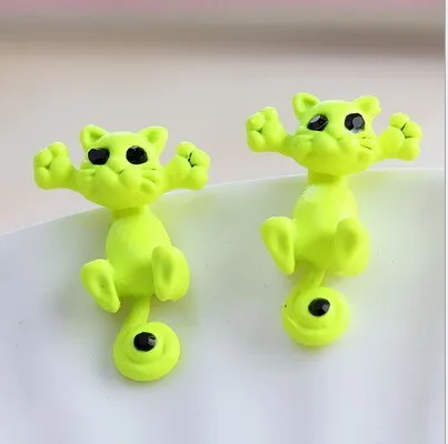 Детские серьги гвоздики с милым котом для девочек 3D изображением животных модные