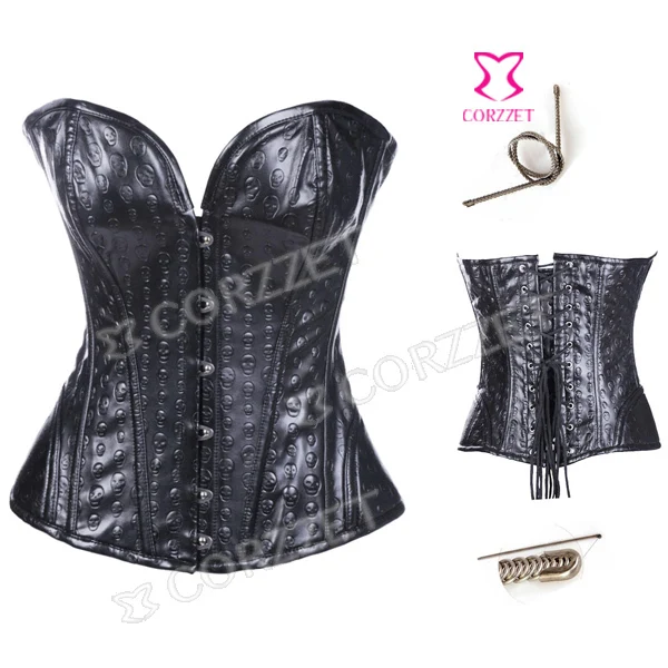 Лидер продаж новый корсет из искусственной кожи с принтом черепа женский