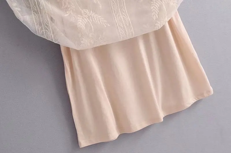 WOSU Для женщин летние кружевные сетчатые платья с расклешенным рукавом Empire v