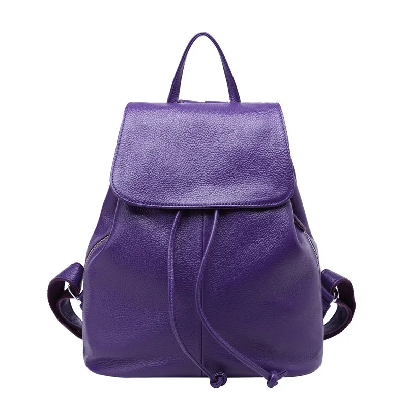 Purple-Big Рюкзак из натуральной кожи женский модный школьный рюкзак для девочек дорожная плечевая сумка школьный портфель кошелек рюкзак Sac a dos - Цвет: Purple-Big