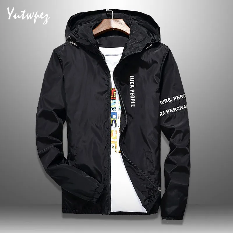 Мужская ветрозащитная куртка с капюшоном тонкая мужская куртка-бомбер на молнии