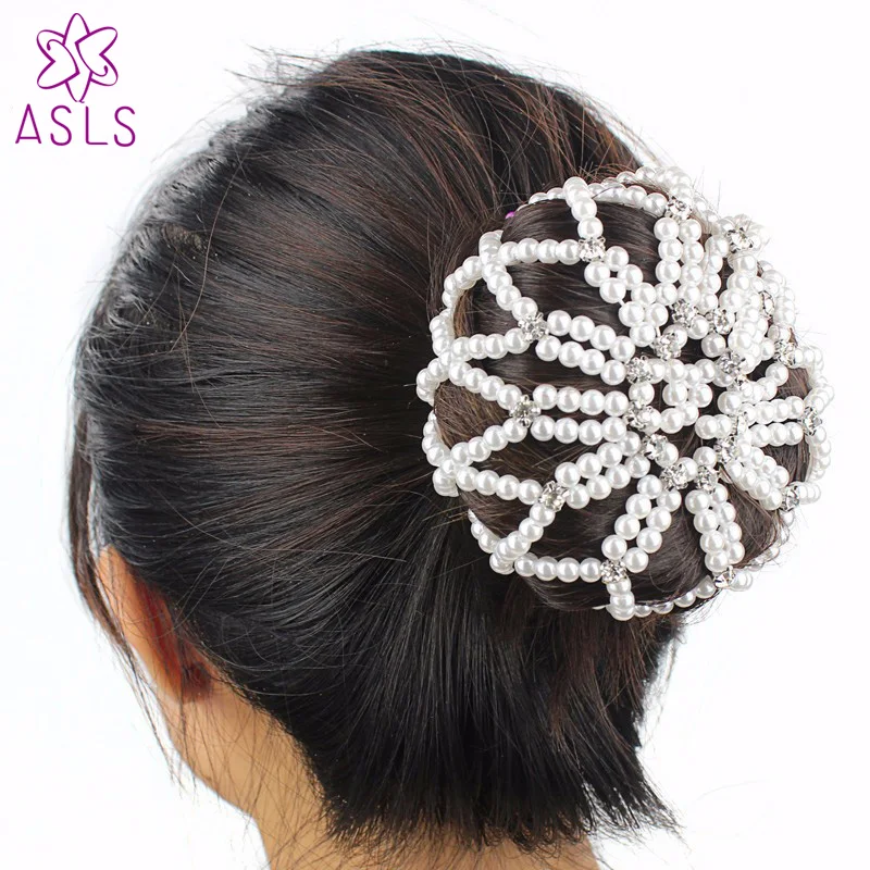 Новая Женская эластичная сетка для волос с тонким камнем женская вязаная ручной