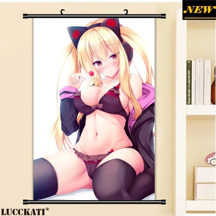 40X60 см Azur Лейн Bilan Hangxian без бюстгальтера животные уши маскарадные лоли мультфильм аниме Настенная картина Фреска плакат прокрутка холст живопись - Цвет: N