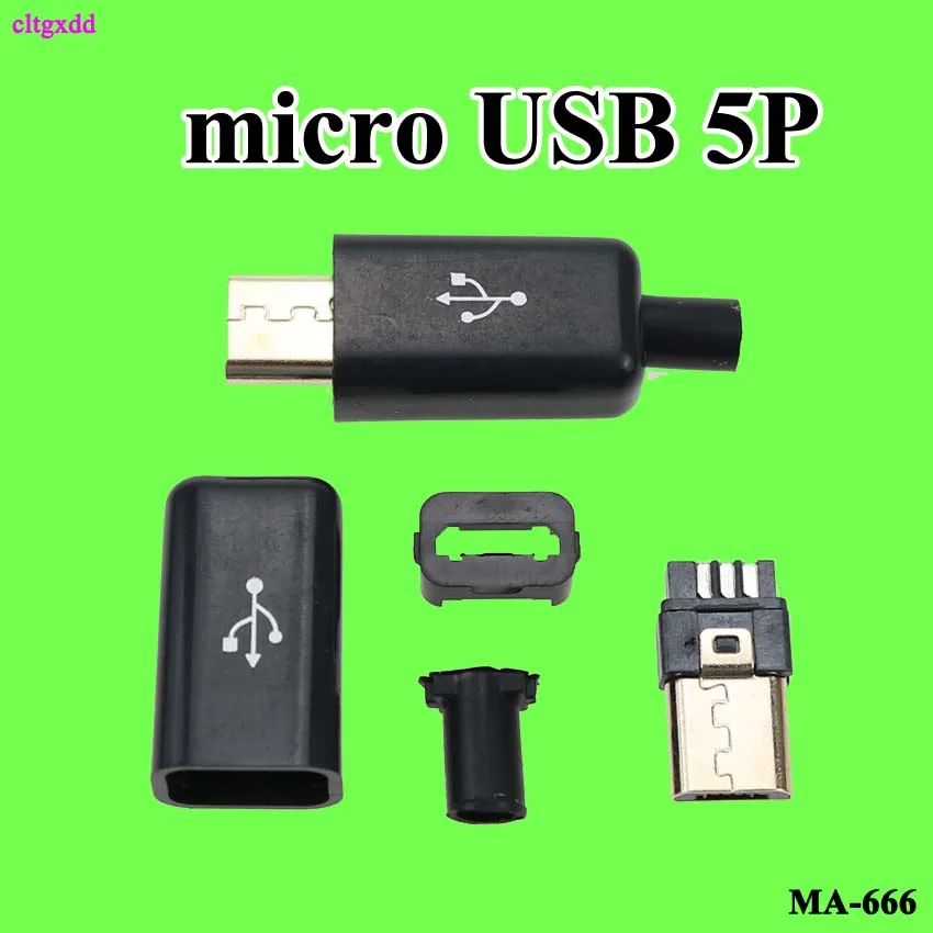 Cltgxdd Micro USB 5Pin Штекерный разъем позолоченный черный/белый сварочный кабель для