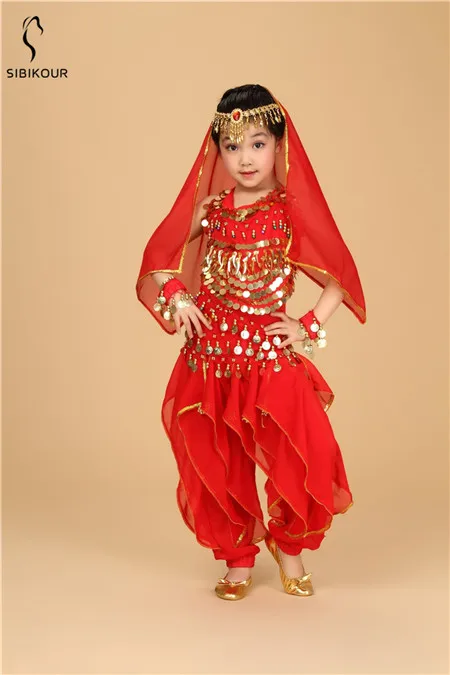 Kids Belly Dance Costume Bollywood Oriental Bellydance Dress Set Indian Egyptian Egypt Suit Pants Top Dancing Clothes Girls New