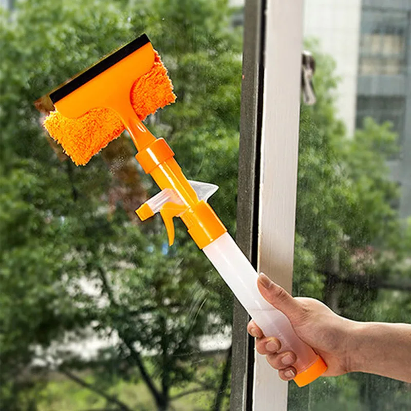 Window Glass Cleaning Scrubber Long Hand Cleaner Brush For Washing Windows Plastic Spray Water Household Multifunction F1227
