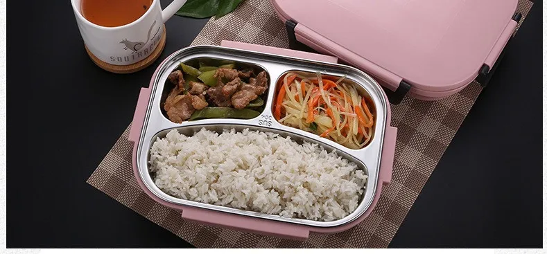 Ланч-бокс из нержавеющей стали Экологичный Bento box с мешками и столовыми приборами термоконтейнер для хранения пищи для взрослых студентов