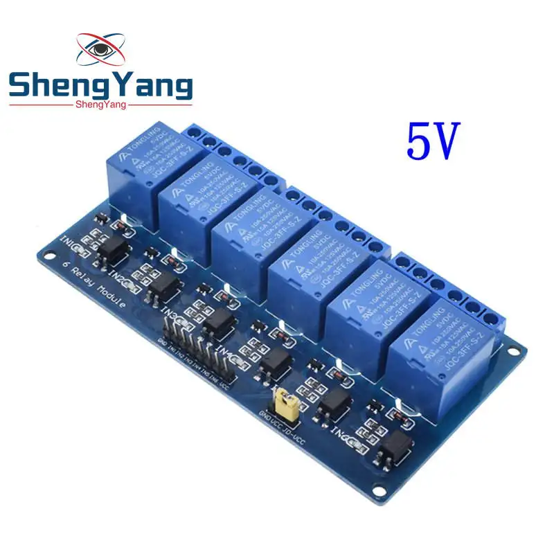 5V 6 channel 1 шт. ShengYang 5 в 12 В 24 В 1 2 4 8 канальный релейный модуль с оптроном релейный выход 1 2 4 8 способ релейный модуль для arduino diy - Цвет: 5V 6 channel
