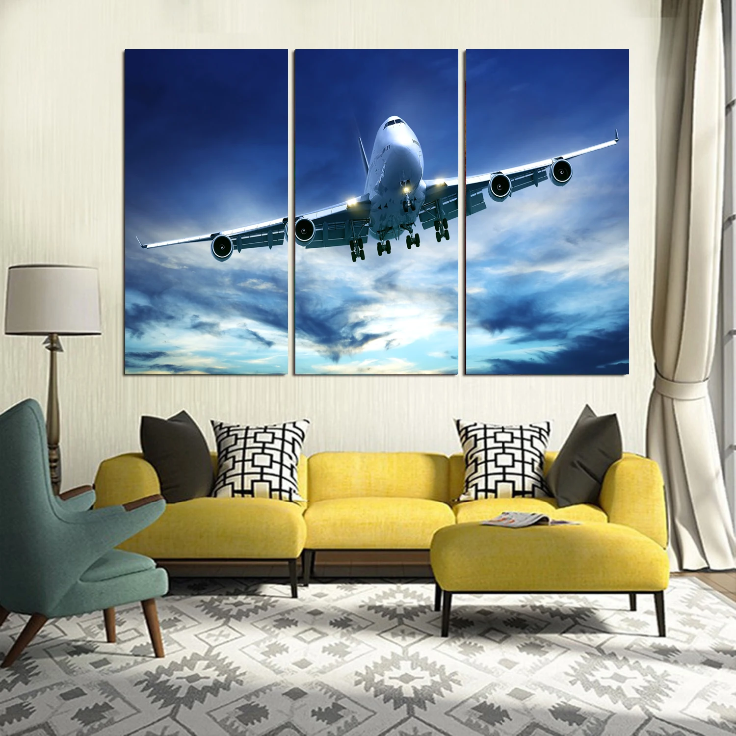 

Drop shipping 3 Panel printed painting aircraft painting Wall Art Picture Home Decoration Living Room Modern painting LS383
