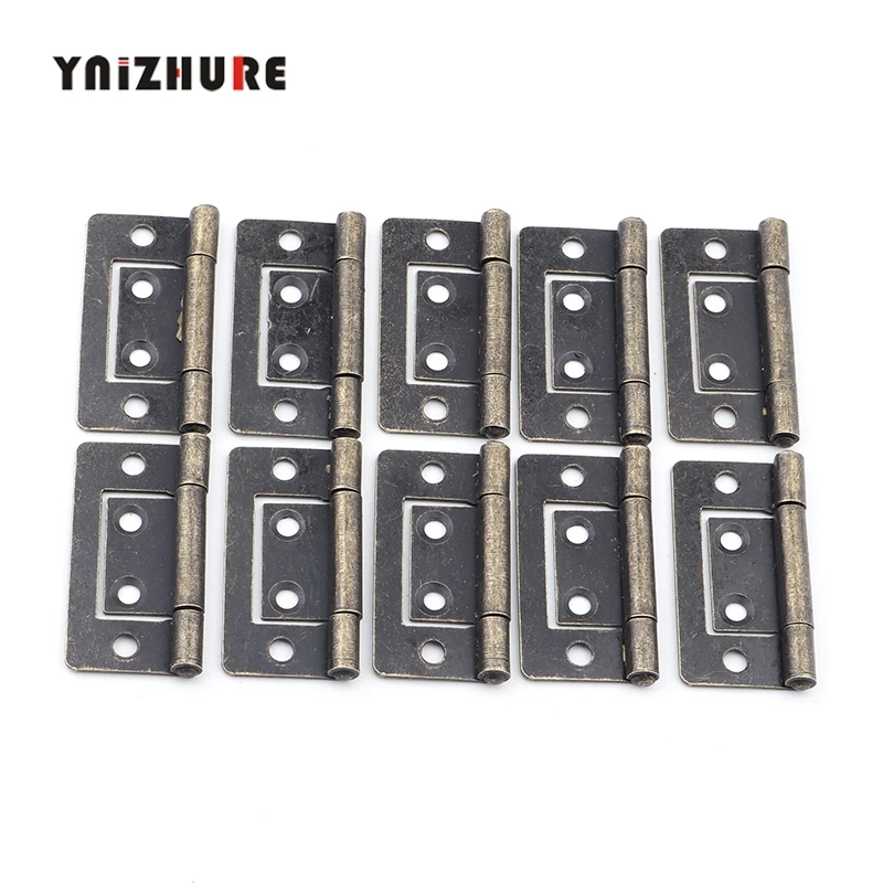 

38*21mm 10PCS Vintage Bronze Antique Old Cabinet Door Luggage Iron Hinge,4 Holes Decor,Furniture Decoration Single Side Hinge