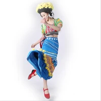 chinese ethnic minority outfit hat top skirt yun nan province a chang nationality women dancing costume achang race clothing