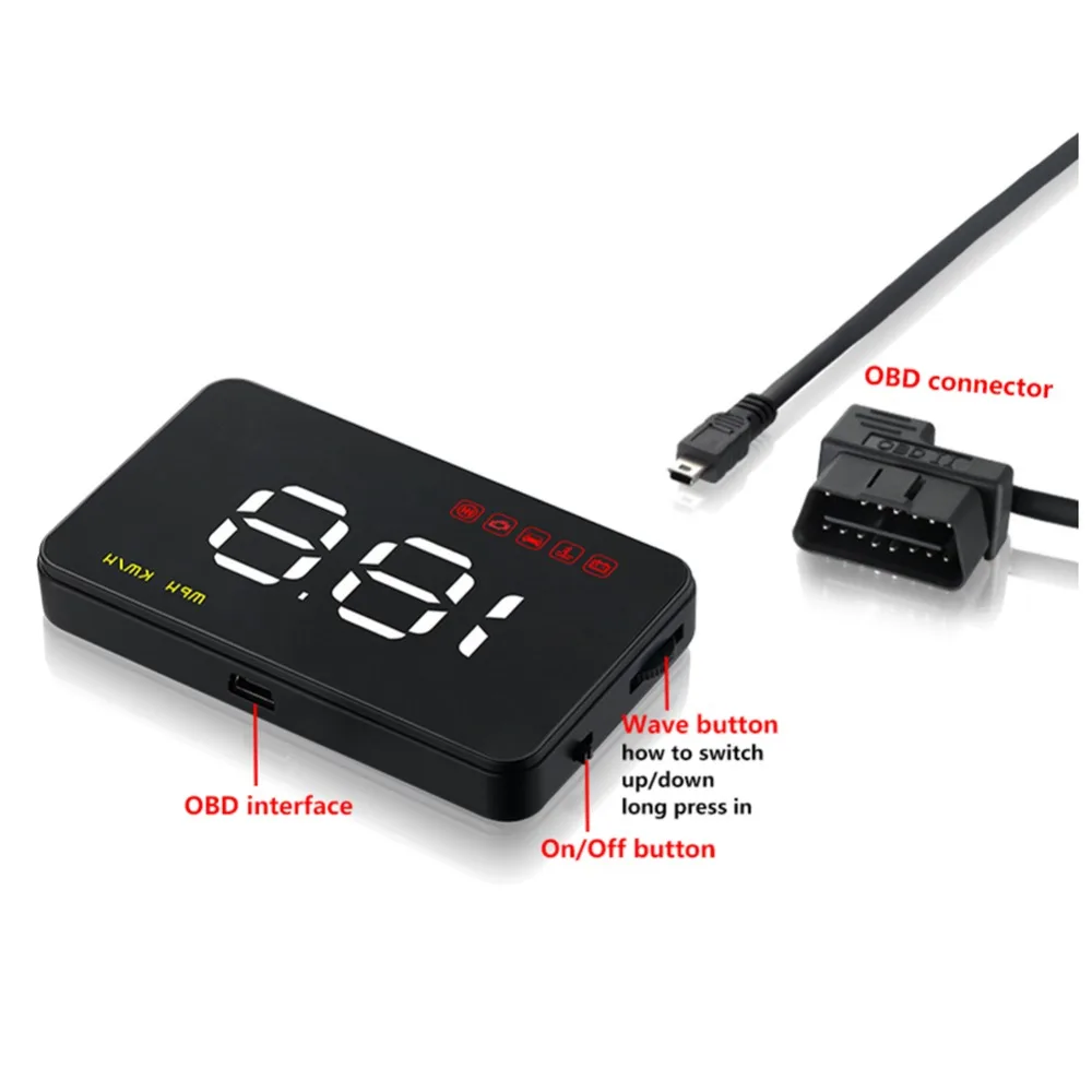 

3.5inches Digital Car Speedometer Auto A1000 HUD Head Up Display Windshield Projector Auto Power on/off Dropshipping
