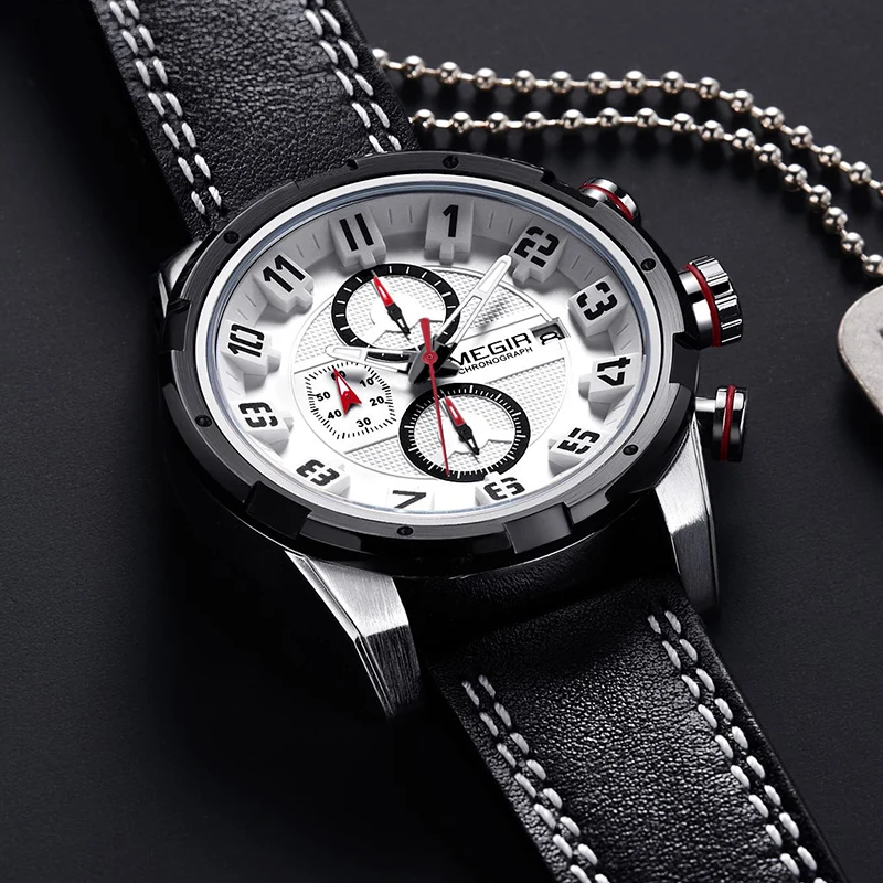 Часы наручные MEGIR Мужские кварцевые брендовые модные спортивные армейские в
