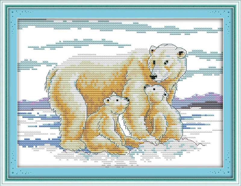 Набор для вышивки крестом Joy Sunday D125D403D423(2)D622 Arctic Animals Polar Bear материнская любовь