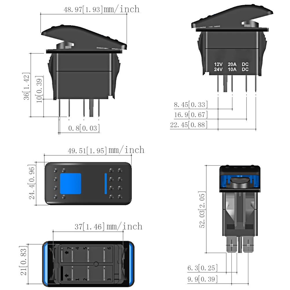 Светодиодный автомобильный переключатель для грузовика лодки 5pin