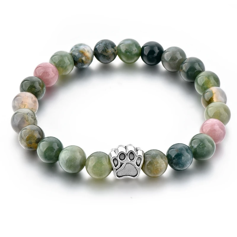 Регулируемый эластичный браслет с бусинами из натурального камня