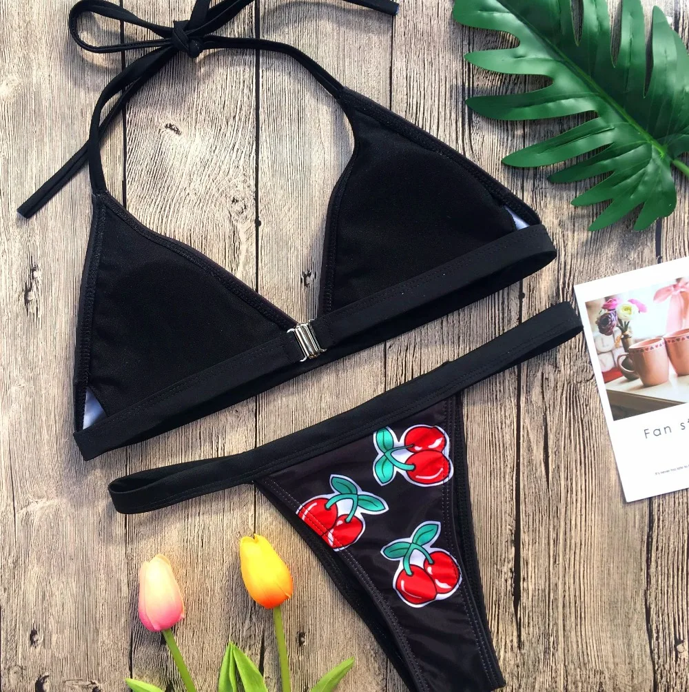 Сексуальный бикини Ретро Шикарный Вишневый Бразильский купальник в клетку