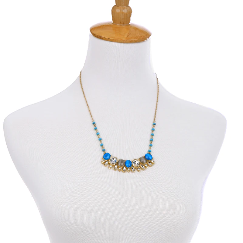 Bulk Price Fall 2016 Launch New Arrival Blue Crystal Necklace Women Chic Jewelry Alloy Cheaper Charm Fashionable Bijoux | Украшения и