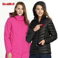 snowwolf women winter softshell usb heated jacket outdoor waterproof thermal sport camping hiking coat 3 in 1 windbreaker