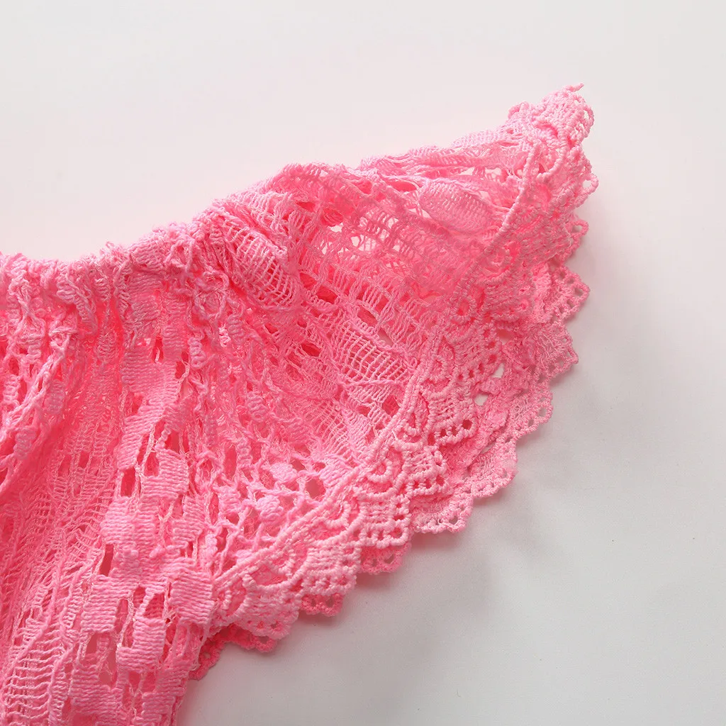 Детская кружевная одежда топы с открытыми плечами для маленьких девочек +