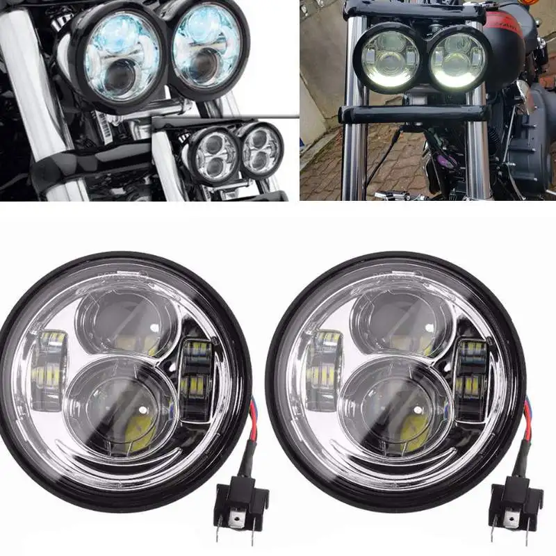 Для Harley Аксессуары для мотоцикла Dyna Fat Bob стильные фары головы 4 65 дюймов H4 Дальний