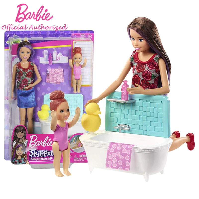 

Original Barbie Brand New Toy Baby Wash Set Funny Pretend Doll Barbie Skipper Babysitters INC Dolls & Playset FXH05 Brinquedos