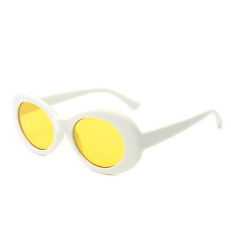 White Yellow NIRVANA Kurt Cobain солнцезащитные очки, винтажные очки, брендовые дизайнерские овальные очки для мужчин и женщин, Lunette De Soleil Okulary - Цвет линз: White Yellow