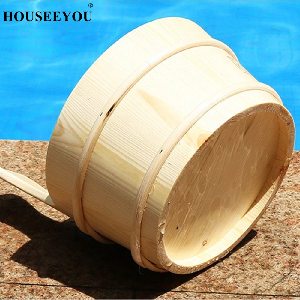 Ведро + ковш из натурального дерева для сауны спа дома отеля ванной комнаты набор