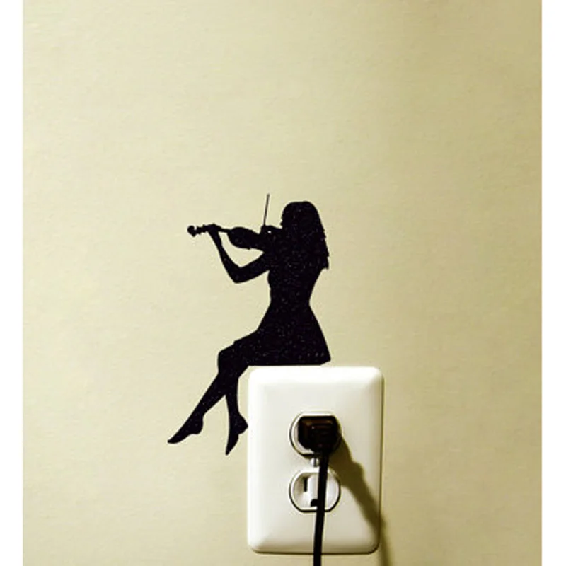 Стикер для скрипки переключатель девушки виниловая настенная наклейка комнаты