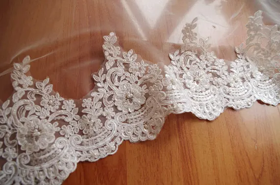 

3 yards Bridal Lace Trim With Pearls And Sequins Beads, CGDZ049