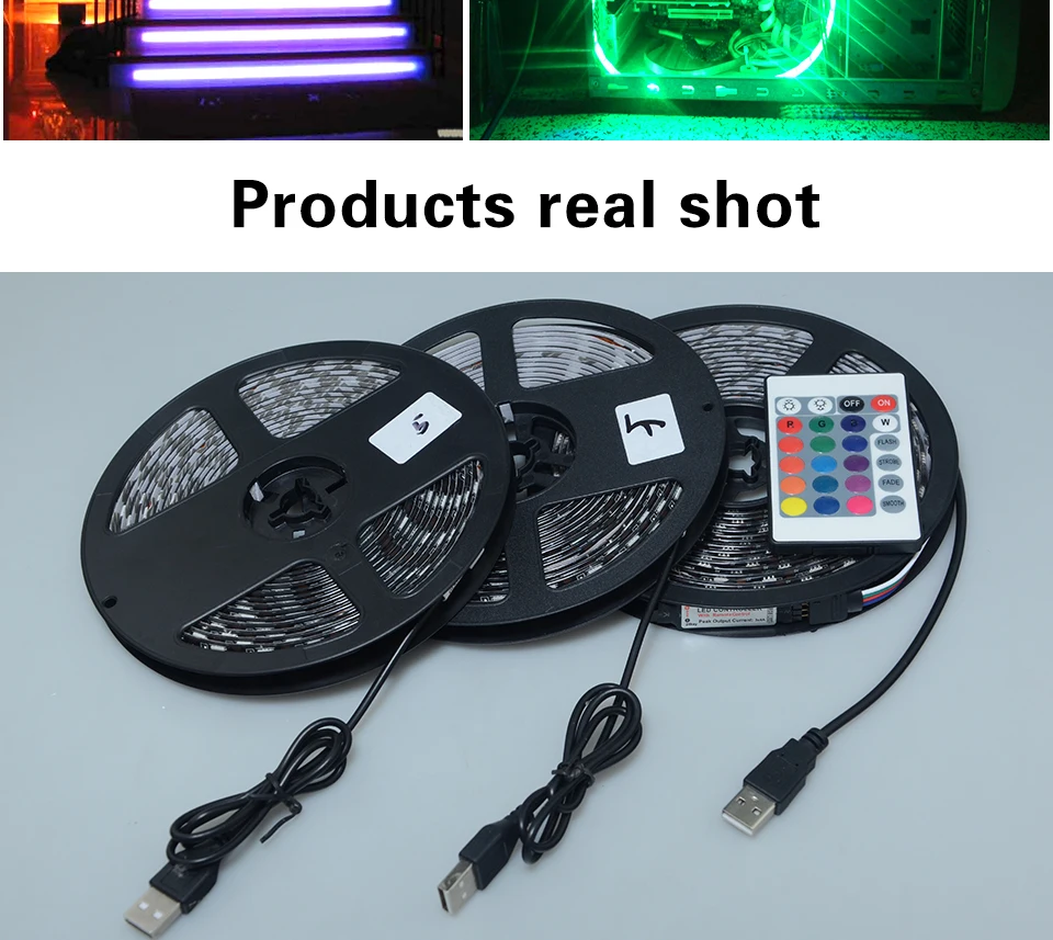Светодиодная лента с питанием от USB, 5 В, Светодиодная лента USB 5050, 50 см, 1 м, 2 м, 3 м, 4 м, 5 м, освещение для ТВ фона, белый, черный, pcb 60 Светодиодный s/M настольная декоративная лампа